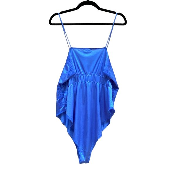 Vintage CONTEMPORARY COLLECTION Blue High Cut Nylon One Piece Nightie Lingerie - Picture 9 of 9
